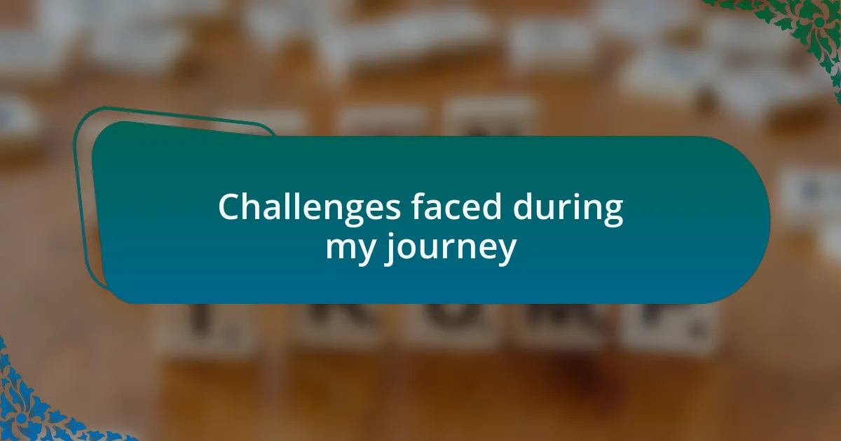 Challenges faced during my journey