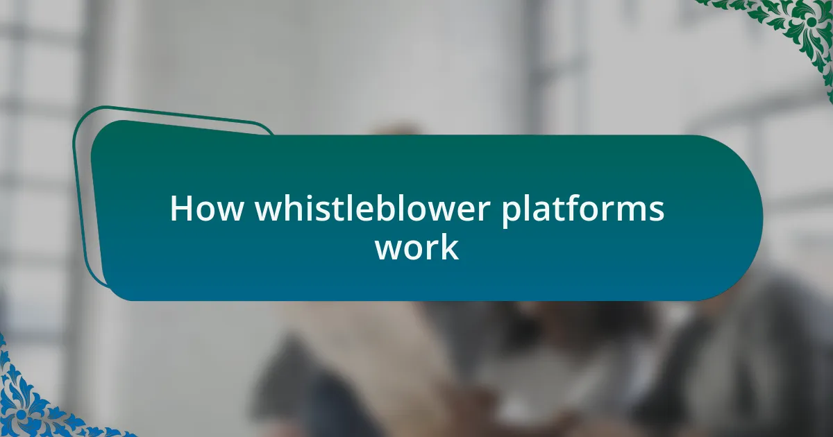How whistleblower platforms work