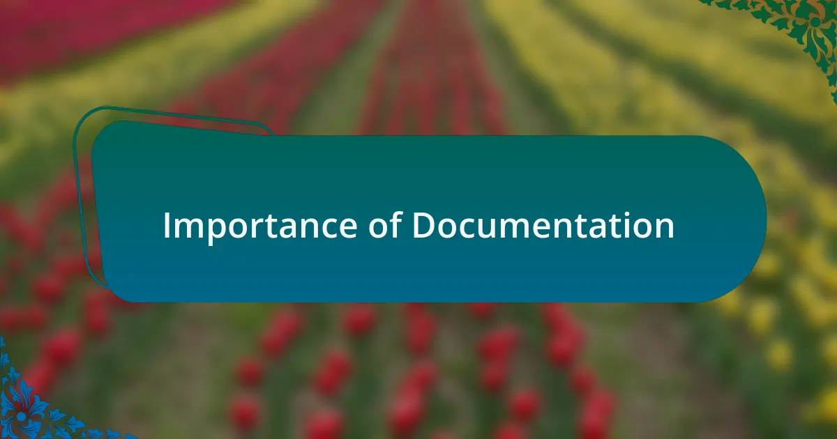 Importance of Documentation
