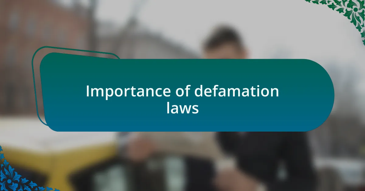 Importance of defamation laws