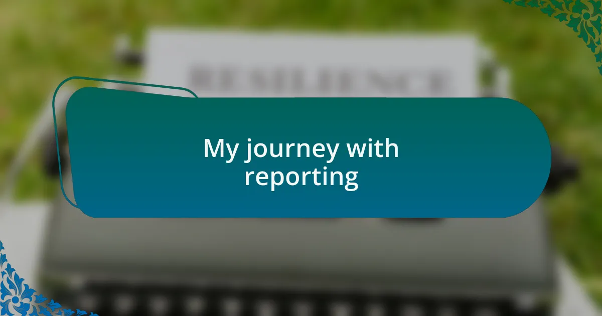 My journey with reporting