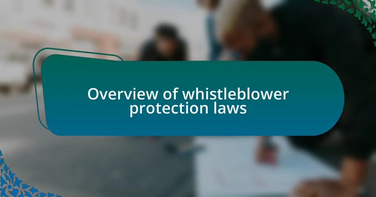 Overview of whistleblower protection laws