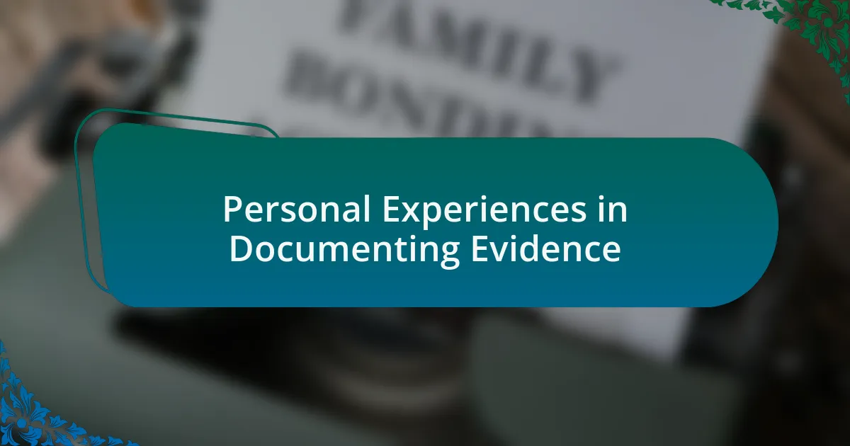 Personal Experiences in Documenting Evidence